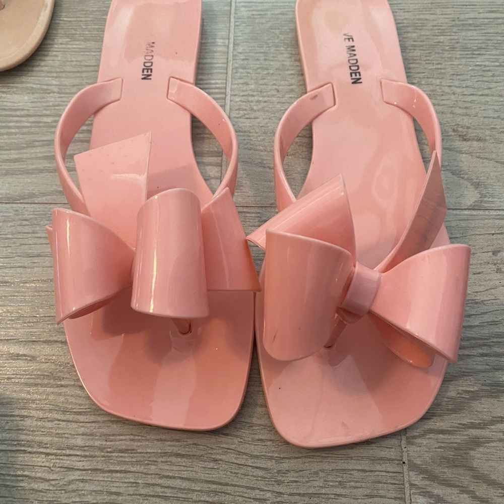 Steve Madden Pink Bow Jelly Sandal Slides